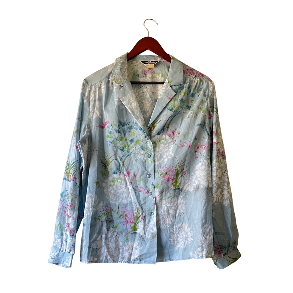 Vintage 60s/70s Alex Colman Floral Button Down Shirt Women's Sz‎ 18